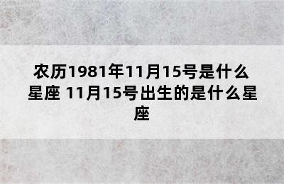 农历1981年11月15号是什么星座 11月15号出生的是什么星座